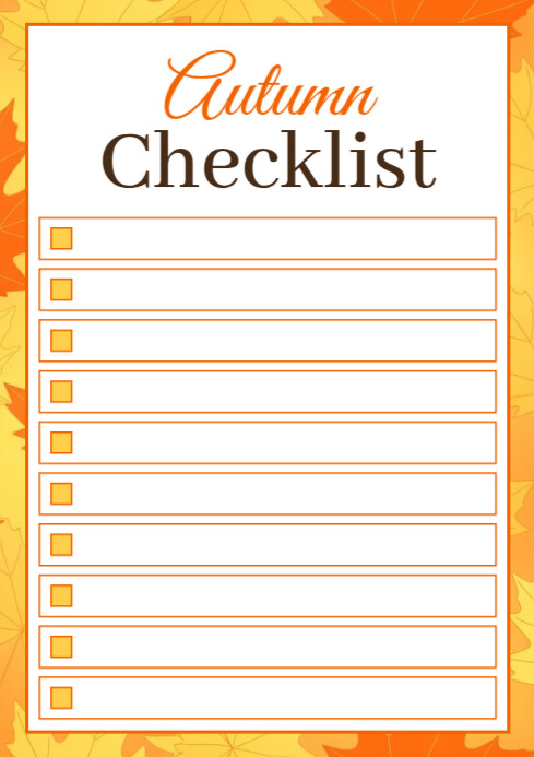 Autumn Checklist Reminder Design Template A4