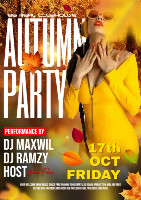 Autumn club party A5 template