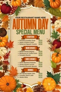 White Autumn Seasonal Menu A4 Template | PosterMyWall