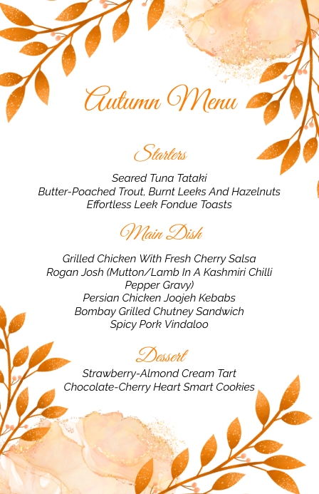 Autumn Day Menu Template | PosterMyWall