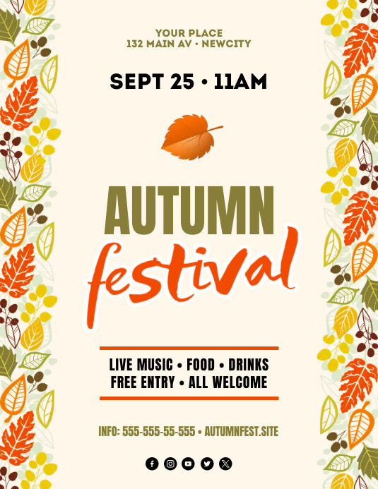 October Fall Flyer Autumn Event Flyer Template | PosterMyWall