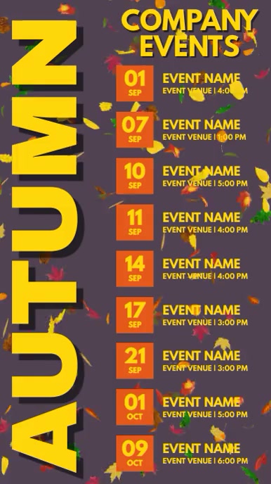 Autumn Events Schedule Video Template | PosterMyWall