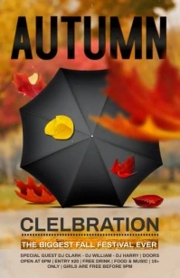 Autumn fall celebration video flyer Tabloid template