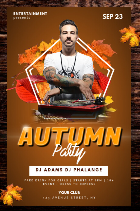Autumn Fall Club Party Dj Flyer Template Postermywall