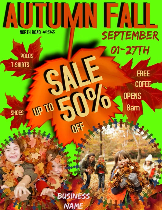 Fun Fall Ad AUTUMN FALL DISCOUNT SALE AD DIGITAL Template | PosterMyWall