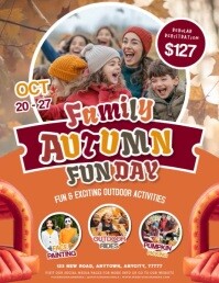 Red Autumn Family Fun Day Volantino Template
