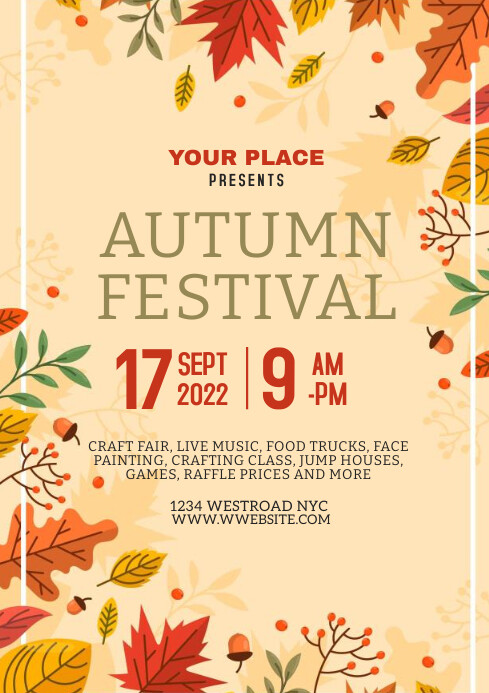Fall Pageant Template Copy of Autumn / Fall Festival EVENT DESIGN TEMPLATE | PosterMyWall