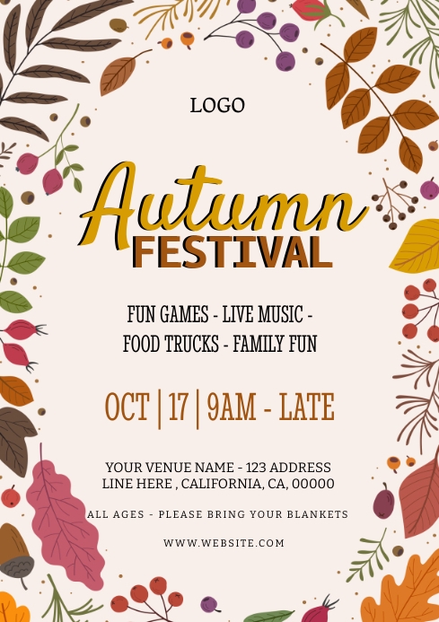 Fall Pageant Template Autumn / Fall Festival EVENT DESIGN TEMPLATE | PosterMyWall