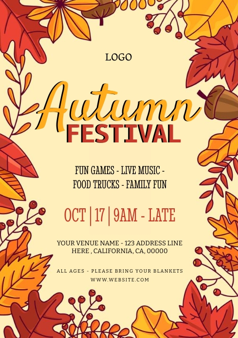 Fall Pageant Template Autumn / Fall Festival EVENT DESIGN TEMPLATE | PosterMyWall