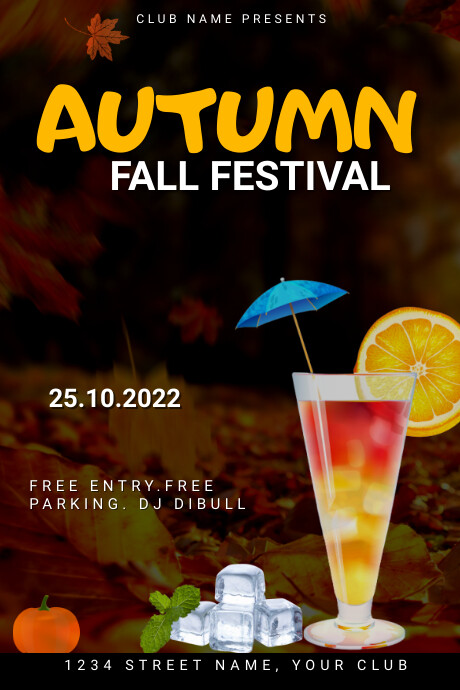 Fun Fall Ad autumn fall festival party ad design Template | PosterMyWall