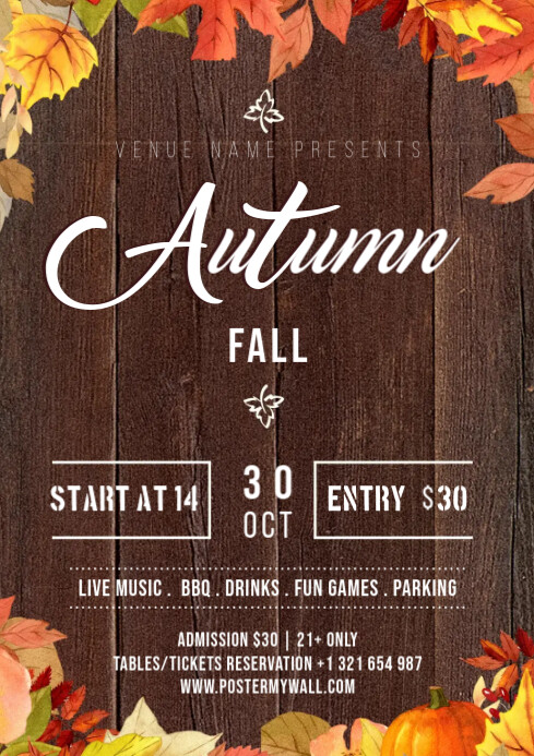 October Fall Flyer Autumn Fall Flyer Template | PosterMyWall