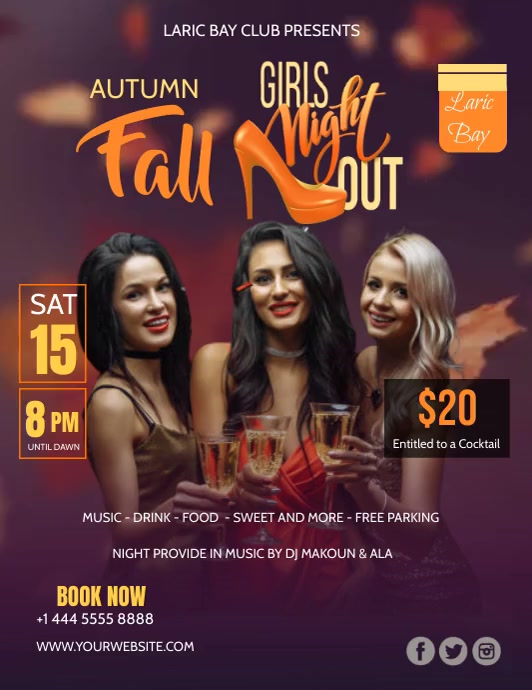 autumn fall girls party flyer template | PosterMyWall