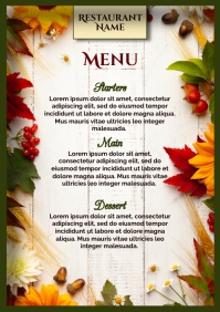 Autumn Fall Menu Card Template A3