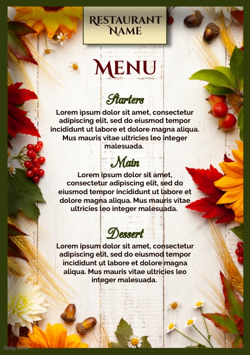 Autumn Fall Menu Card Template | PosterMyWall