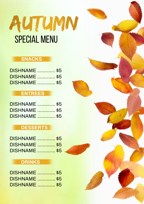 Autumn fall menu poster Template | PosterMyWall