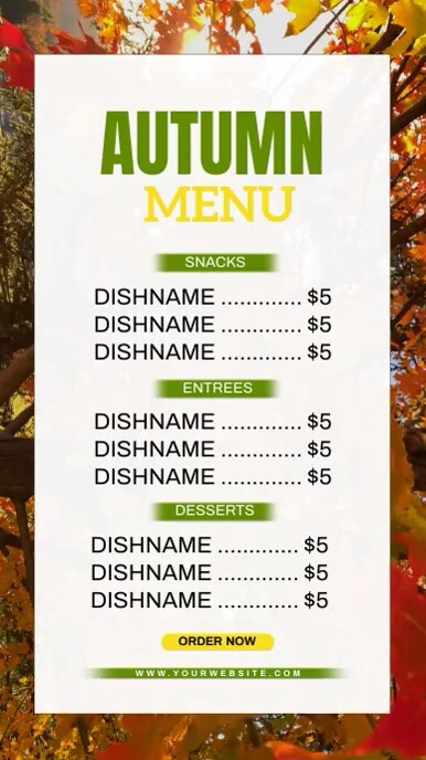 Autumn fall menu poster Template | PosterMyWall