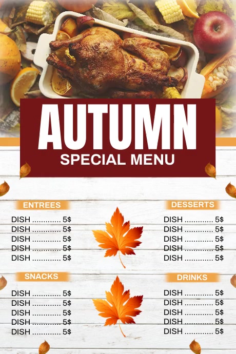 Autumn fall menu poster Template | PosterMyWall