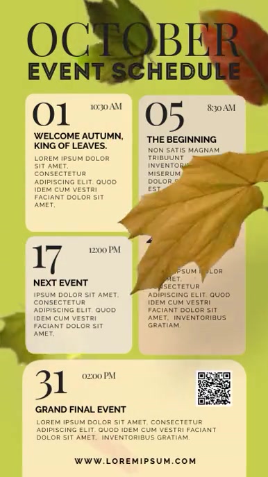 Autumn fall October event schedule flyer Template | PosterMyWall