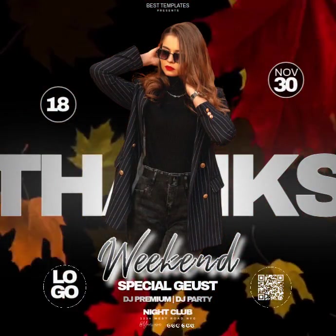 Autumn fall party design template Instagram Post