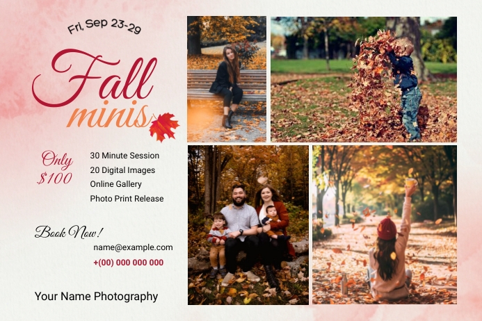 Autumn / Fall Photography Mini Session Template | PosterMyWall