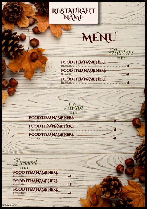 Fall Food List Autumn Fall Restaurant Menu Designs Templates