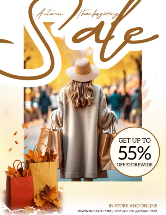 White Autumn Sale Flyers Template | PosterMyWall