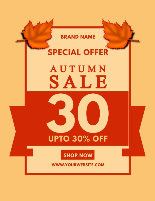 Fall Discount Signs Autumn Fall Sale Discount Flyer Ad Editable T Template | PosterMyWall