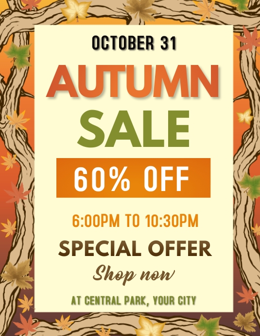 Fall Store Poster Copy of autumn fall sale poster | PosterMyWall