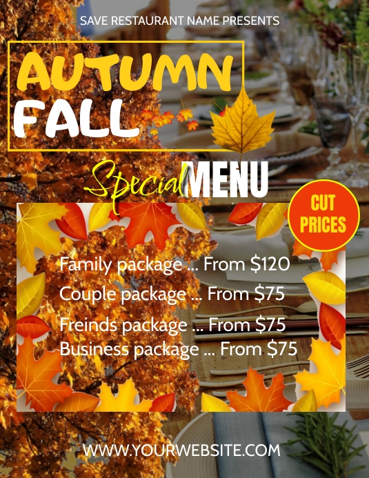 Copy of autumn fall special menus restaurant flyer te | PosterMyWall
