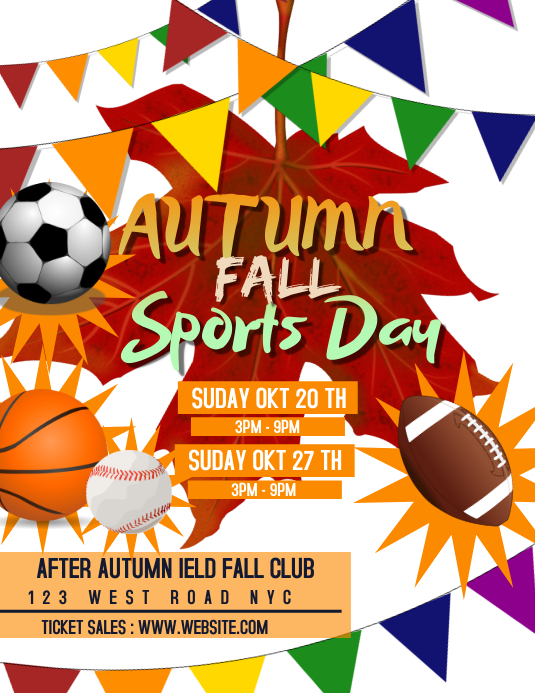 Fall Sports Graphics AUTUMN FALL SPORTS DAY Template | PosterMyWall