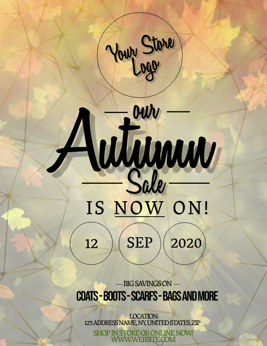 Fall Store Poster Autumn Fall Store Sale Flyer Template | PosterMyWall