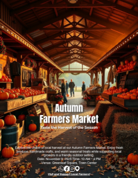 Autumn Farmers Market Flyer Template – Seasonal Harvest Outdoor Event Design Ulotka (US Letter)