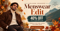 Yellow Menswear Fashion Sale delt Facebook-billede Template