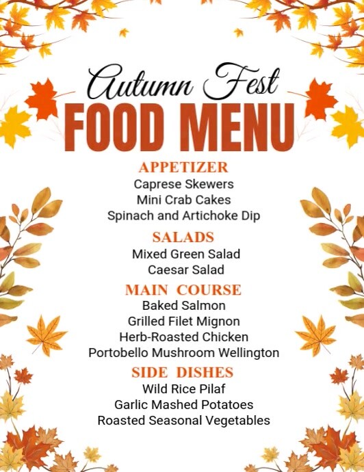 Autumn Fest Food Menu Template | PosterMyWall