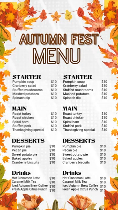 Autumn Fest Menu - Celebrate the Season Template | PosterMyWall