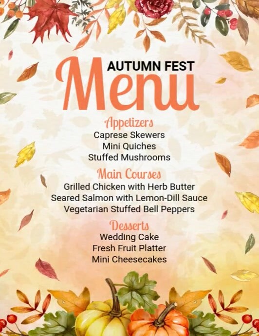 Autumn Fest Menu Template | PosterMyWall