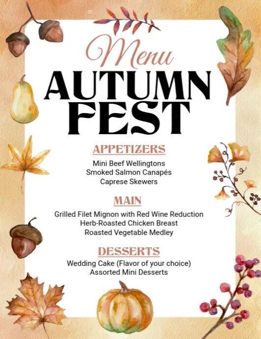Autumn Fest Menu Template | PosterMyWall