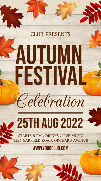 autumn festival, fall, harvest Ekran reklamowy (9:16) template