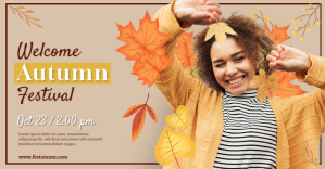 棕色 Autumn Festival Facebook 广告 Template