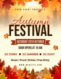 สีเหลือง Autumn Festival Flyer Template