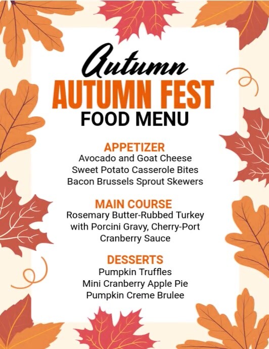 Autumn Food Menu Ads Template | PosterMyWall