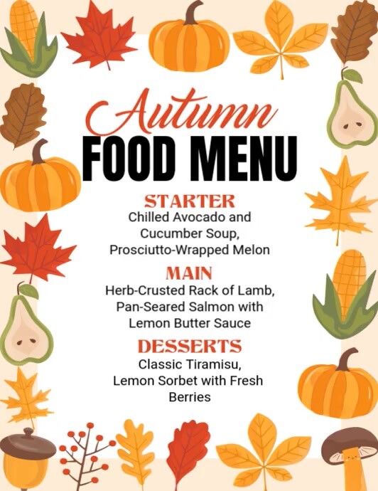 Autumn Food Menu Ads Template | PosterMyWall