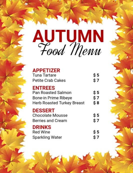 Plantilla de Autumn Food Menu Ads | PosterMyWall