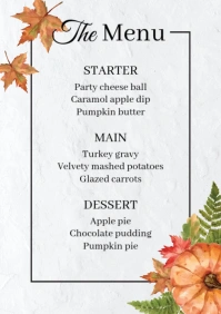 Autumn food menu A4 template