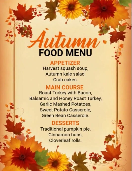 Autumn Food Menu Template | PosterMyWall