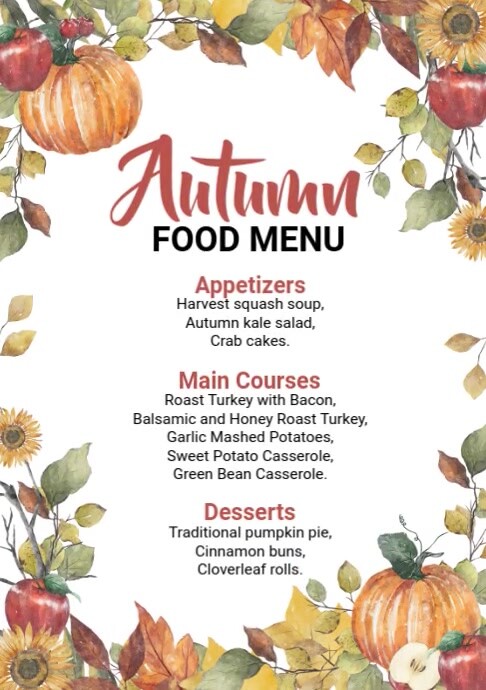 Autumn Food Menu Template | PosterMyWall