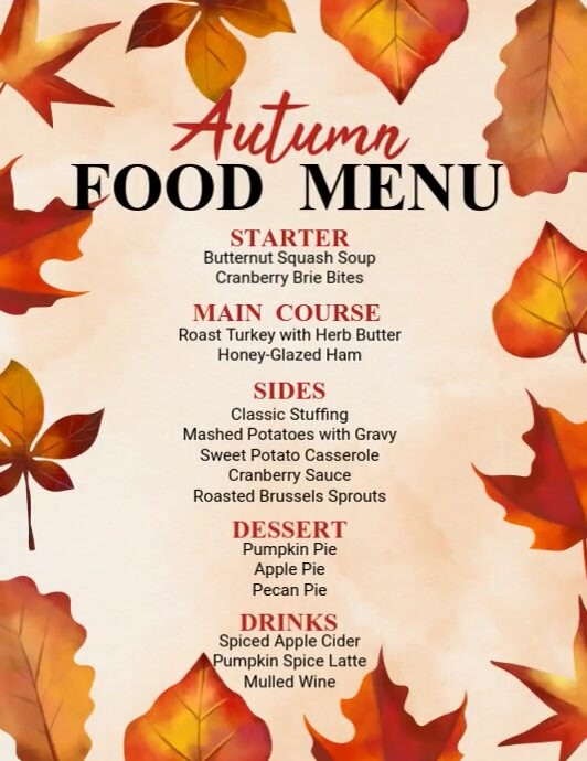 Fall Menu Sample Copy of Autumn Food Menu | PosterMyWall