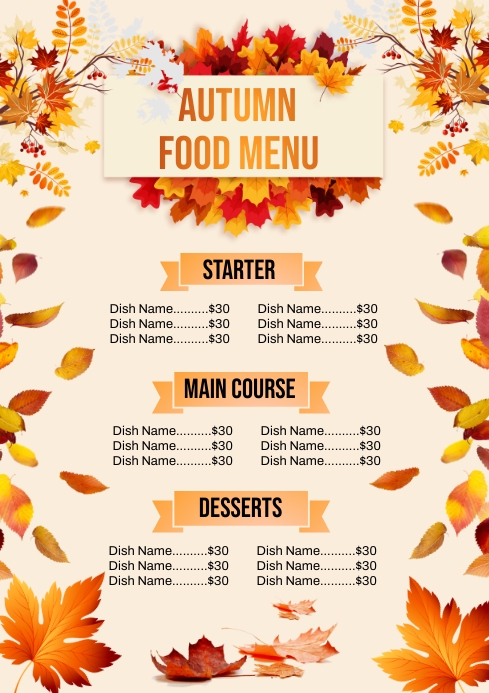Copy of Autumn Food Menu | PosterMyWall