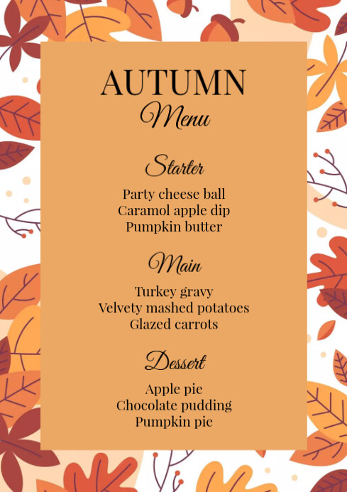 Autumn food menu Template | PosterMyWall