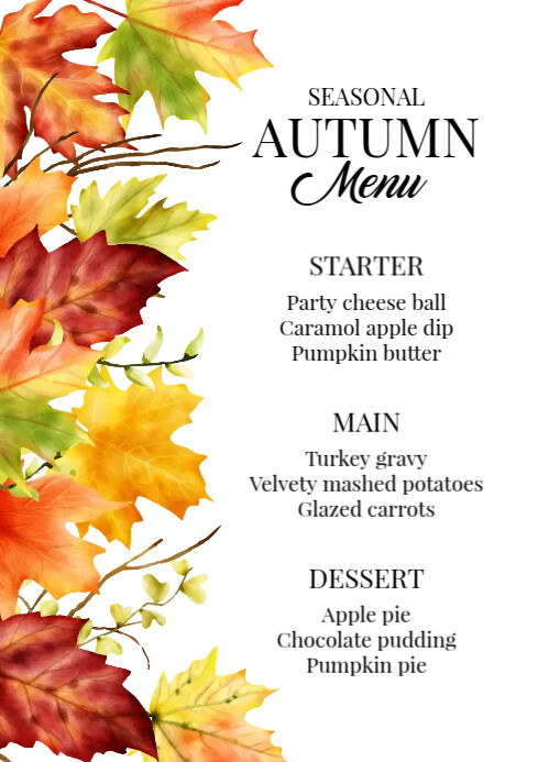 Autumn food menu Template | PosterMyWall